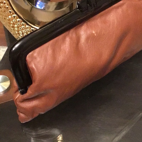 Elegant Rich Brown Leather Clutch & any necklace 35 - Picture 4 of 7